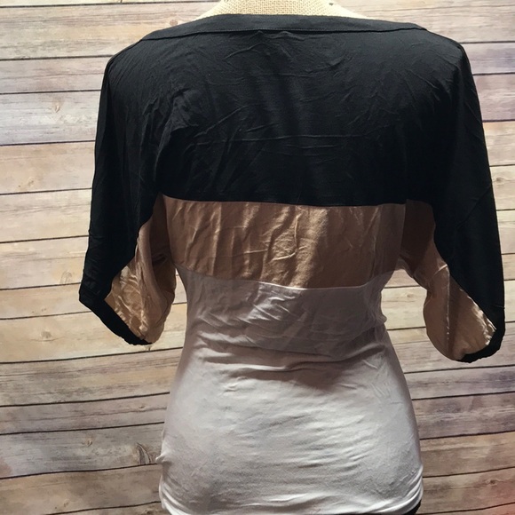 Bebe 3/4 sleeve black, tan and white shirt - Picture 2 of 4